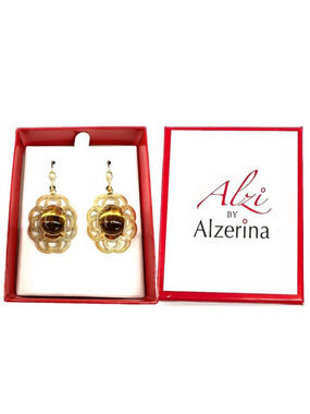 Austrian crystals 24k Gold Plated Alzerina Jewelry Magnolia Earrings